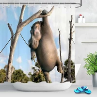 funny animal hippopotamus shower curtain bath screen polyester fabric high quality bathroom curtains fantastic hipster decor