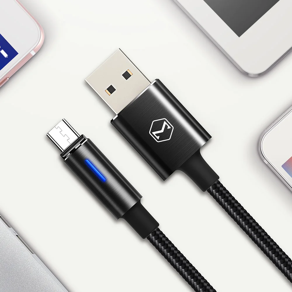 Micro Black Mcdodo Micro USB 2A кабель для samsung Xiaomi huawei QC3.0 Быстрая зарядка автоматическое отключение USB кабель для передачи данных светодиодный кабель для устройств Android - Цвет: Micro Black