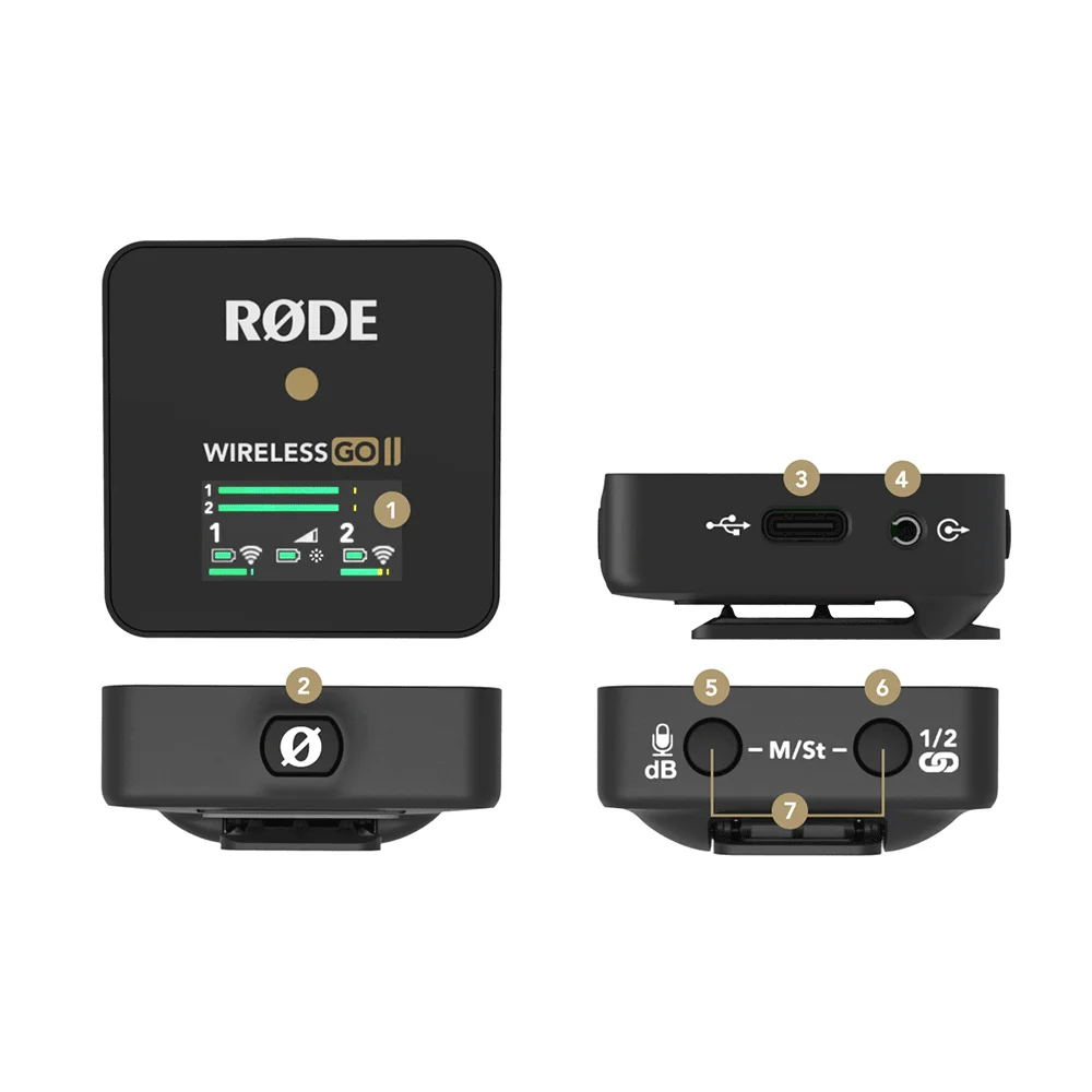 구매 Rode-무선 Go II 2.4g Lavalier 마이크 시스템, 안드로이드 폰용, 아이폰, 카메라, 노트북, 200m 전송 마이크