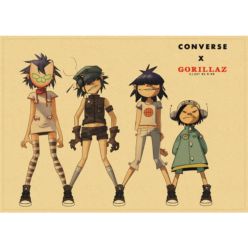 Плакаты Gorillaz из крафт-бумаги в стиле хип-хоп художественные картины Современная