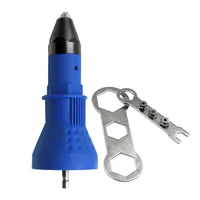 blue hand power riveter adapter household tools insert nut convertible nozzle electric drill tool