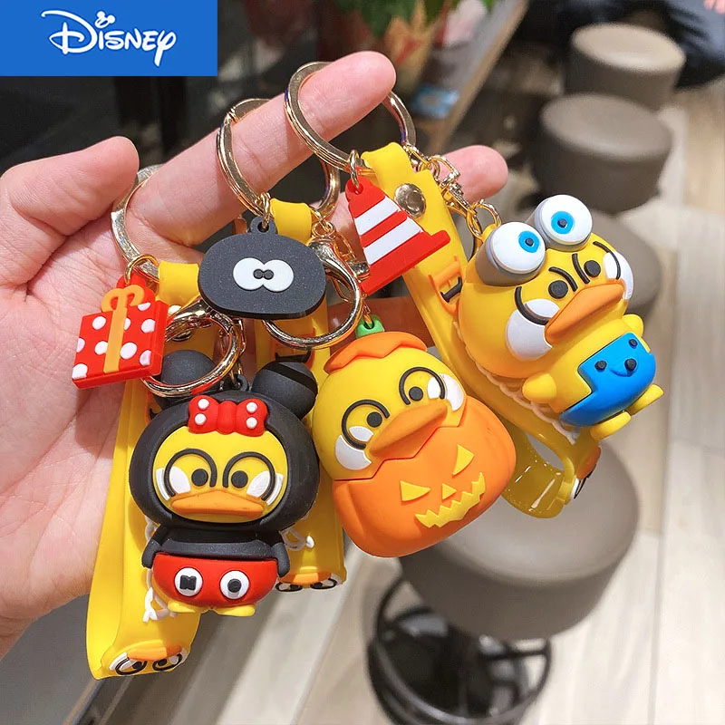 

Disney Cute Yellow Duck Cosplay Mickey Mouse Keychain Female Girl Cartoon Doll Bag Car Pendant Key Ring Couple Gifts Accessories