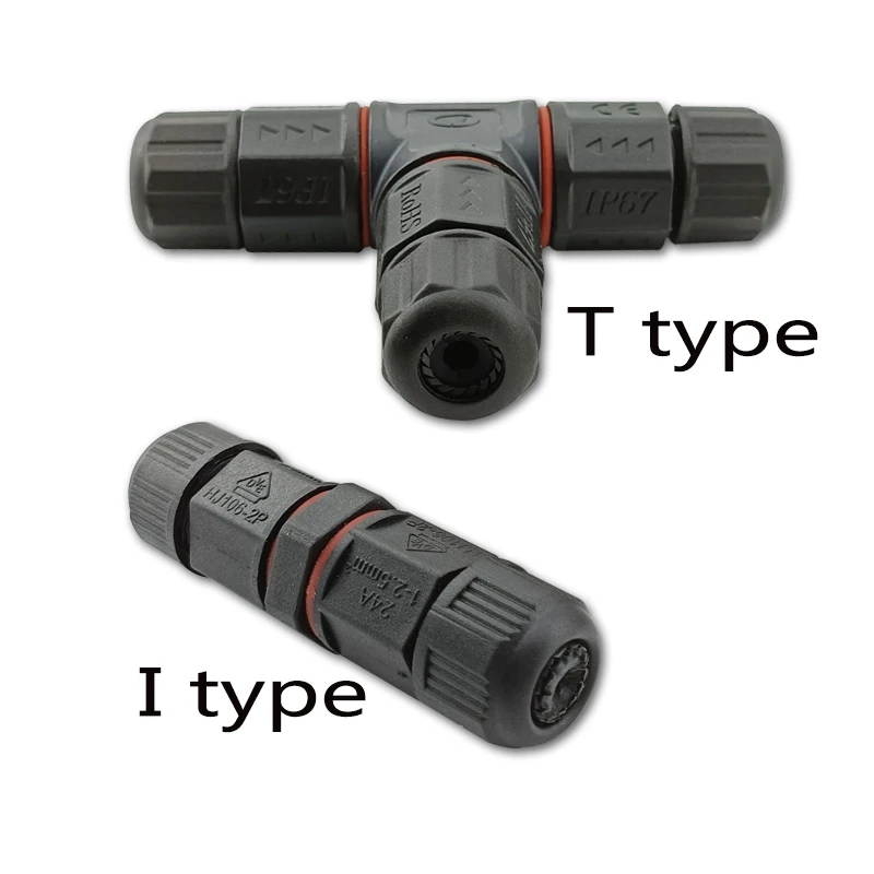 

2pcs IP67 Electrical Cable Waterproof Connector I/T Shape 2 Pin 3 Pin Terminal Adapter Wire Connector Screw Pin For LED Light