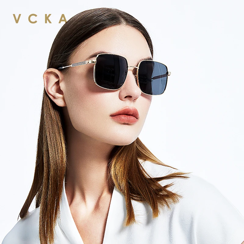 

VCKA 2022 Новые квадратные поляризованные женские солнцезащитные очки Горячая Распродажа модная большая оправа брендовые дизайнерские оттенк...