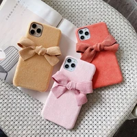 ins cute corduroy bowknot hard phone case for iphone 11 11promax x xs xr xsmax 7 8 8plus se2020 anti drop protective case