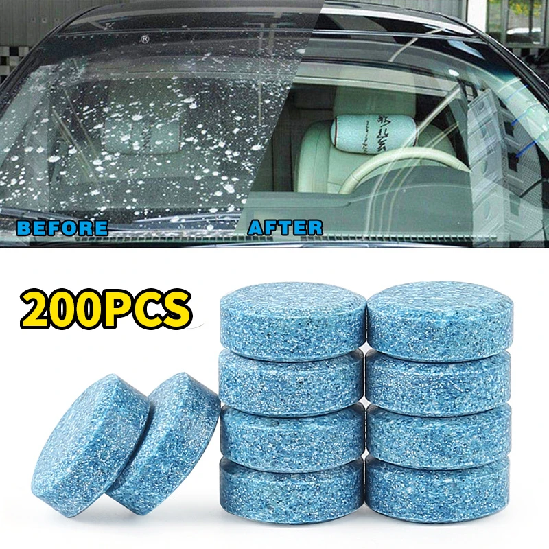 

200pcs(1Pc=4L) Car Windshield Wiper Glass Washer Auto Solid Cleaner Compact Effervescent Tablets Window Repair Car Accessories