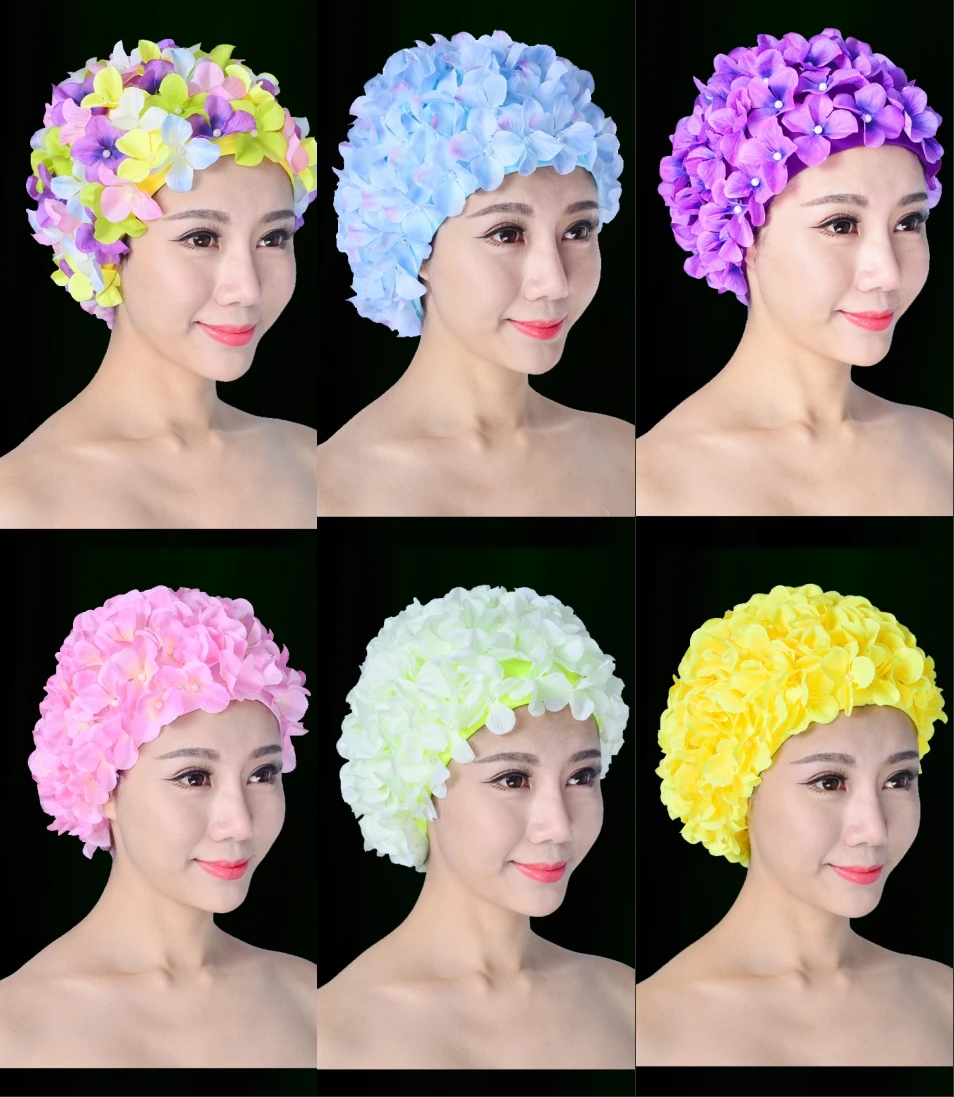 3D Цветочная Женская эластичная шапка для плавания в стиле ретро летняя модная