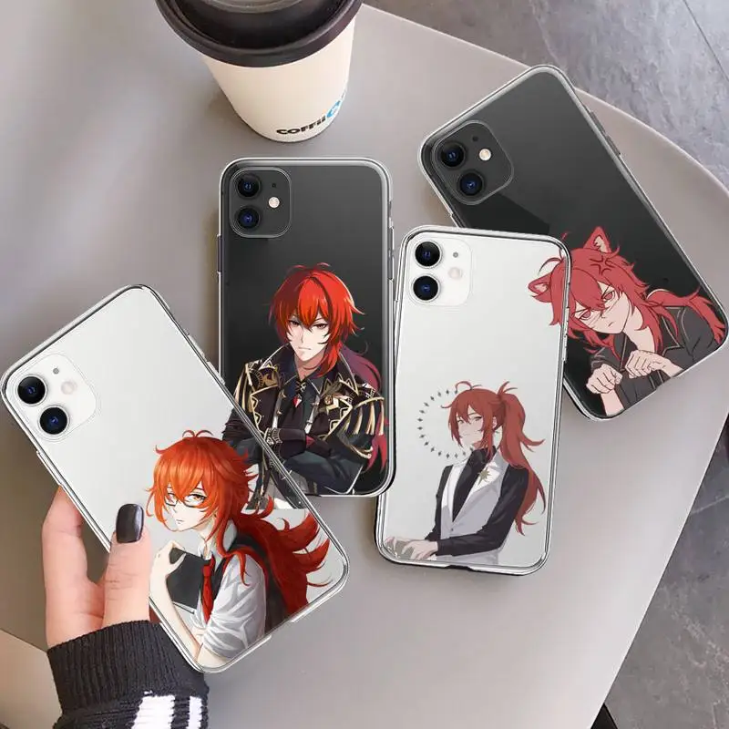 

Genshin Impact Diluc game Phone Case Transparent soft For iphone 12 11 13 7 8 6 s plus x xs xr pro max mini