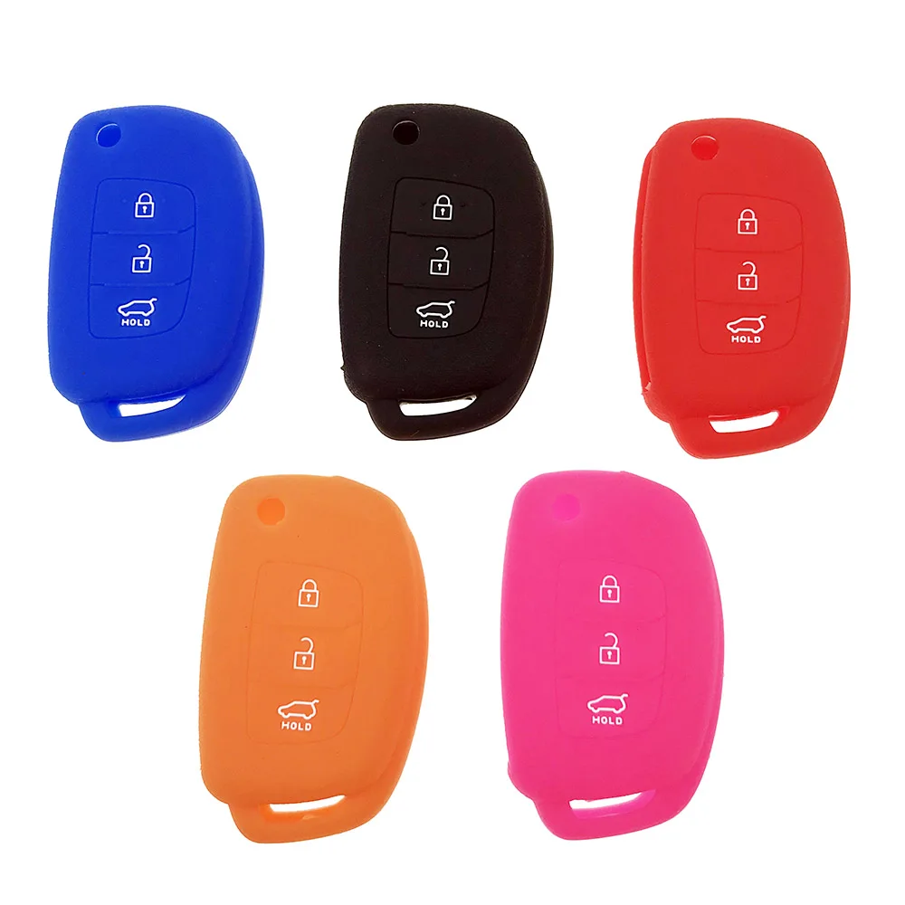 

Silicone Key Case For Hyundai Sonata Tucson ix35 ix45 Ix25 I20 Elantra Santa Fe Sport 2013-2018 Auto Key Cover Accessories