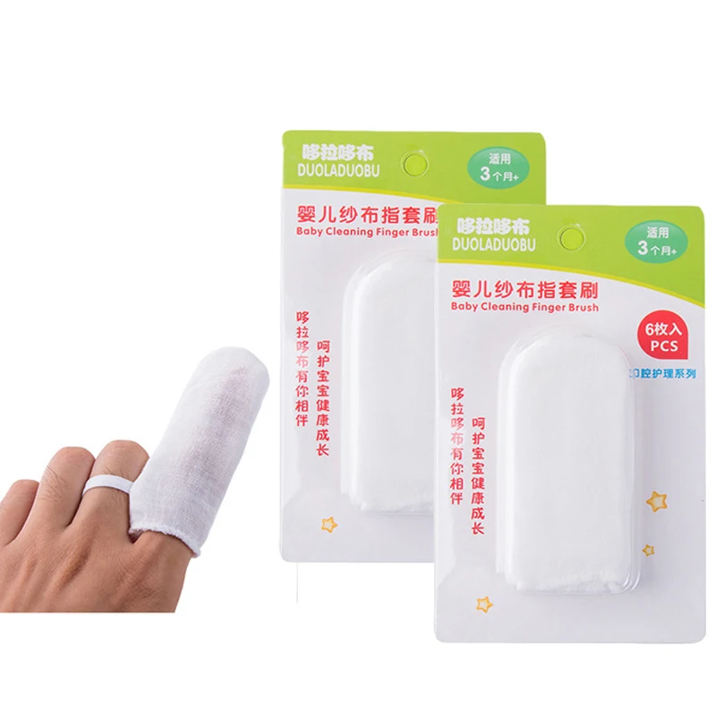 

6 PCS/Pack Baby Mouth Wipes Cleaning Gauze Tooth Oral Brush Baby Oral Cleaning Brush Gauze Finger Brush