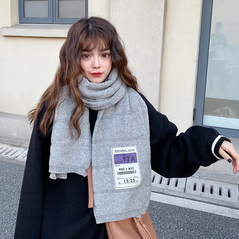 Осень зима 2019 длинный шарф для девочки на день ветра утепленный студенческий