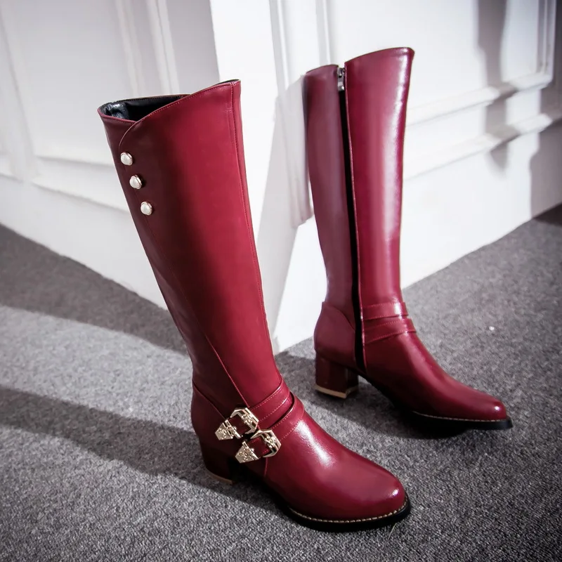 Большие размеры 31 52 хорошего качества кожаные сапоги до колена высокие на