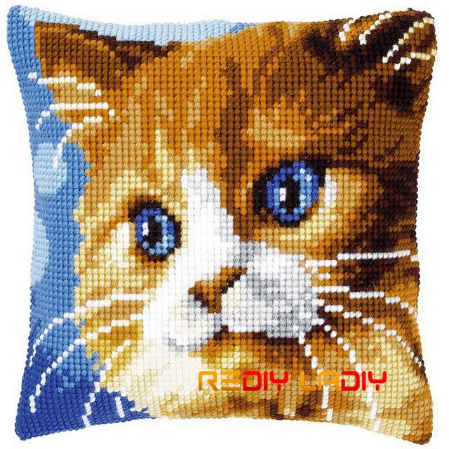 CX0518 DIY Вышивка крестом Подушка передняя игривые котята подушки массивные наборы вышивки крестиком акриловая пряжа чехол для подушки домашний декор ремесла - Цвет: CX0518
