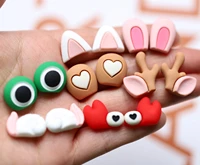 20pair cartoon animal ear flatback resin ornaments cabochon phone embellishments hairpin scrapbook charms crafts accessories