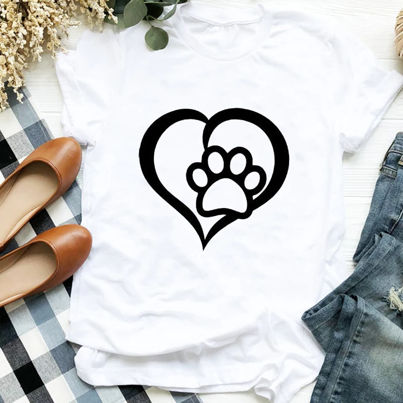Футболка женская с геометрическим принтом топ рисунком влюбленных сердец кошек