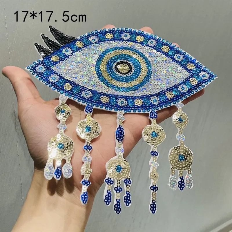 1 шт. Модные пайетки глаза большого размера на одежде, самостоятельное создание звездных глаз на серебряных крыльях аппликации вышивки на одежде.