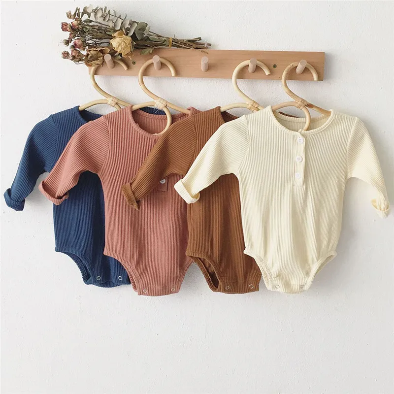 Baby Spring Rompers 0-24M Newborn Girl Boy Clothes Knitted Cotton Long Sleeve Jumpsuit Outfit Hat For Kids Onesie | Мать и ребенок