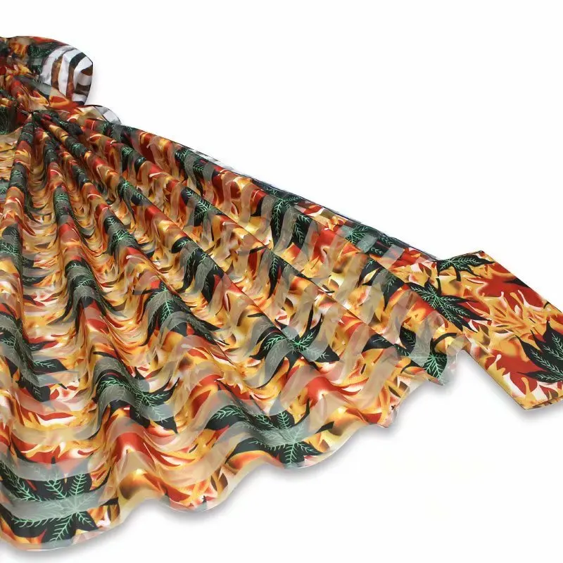 as picture Новое поступление воск Африканский принт шелковая ткань для печати 2 ярдов шифон соответствующие 4 ярдов атласный шелк - Цвет: as picture