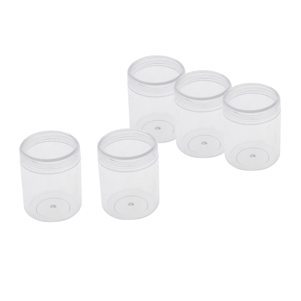 

5 Pieces Small Clear Plastic Jewelry Nail Art Embellishments Beads Container Storage Jars Bottles Organizer