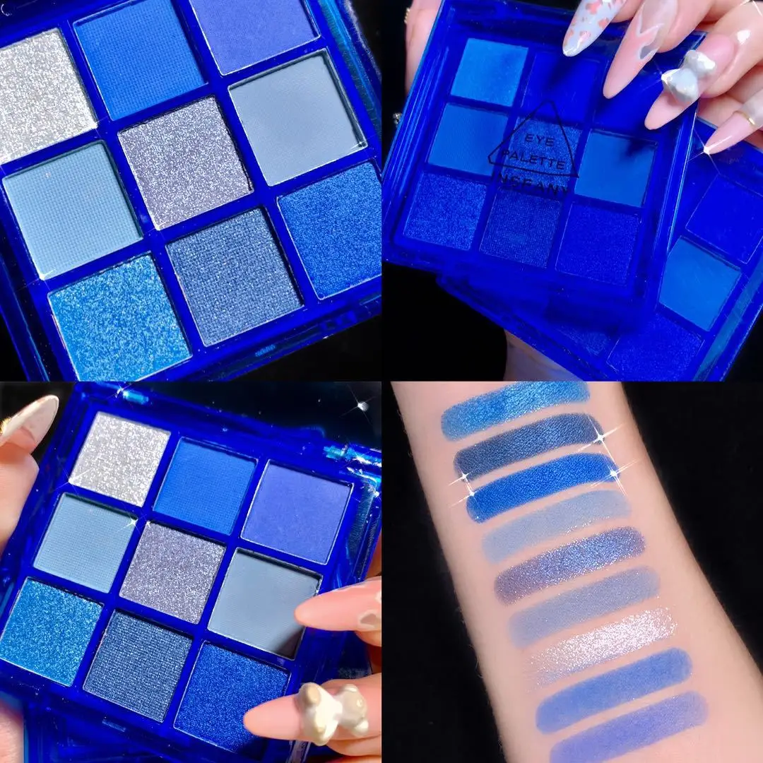 

New Product 9 Color Eye Shadow Plate Blue Yellow Antipersporn COS Color Makeup Cosmetic Eyeshadow Pallete Wholesale
