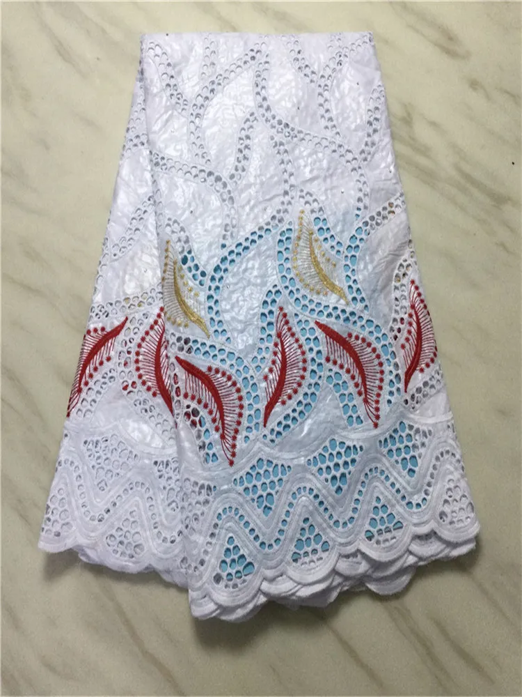 

White african lace fabric wedding african bazin riche fabric bazin brode 5yards embroidery swiss lace fabric for dress FPL111