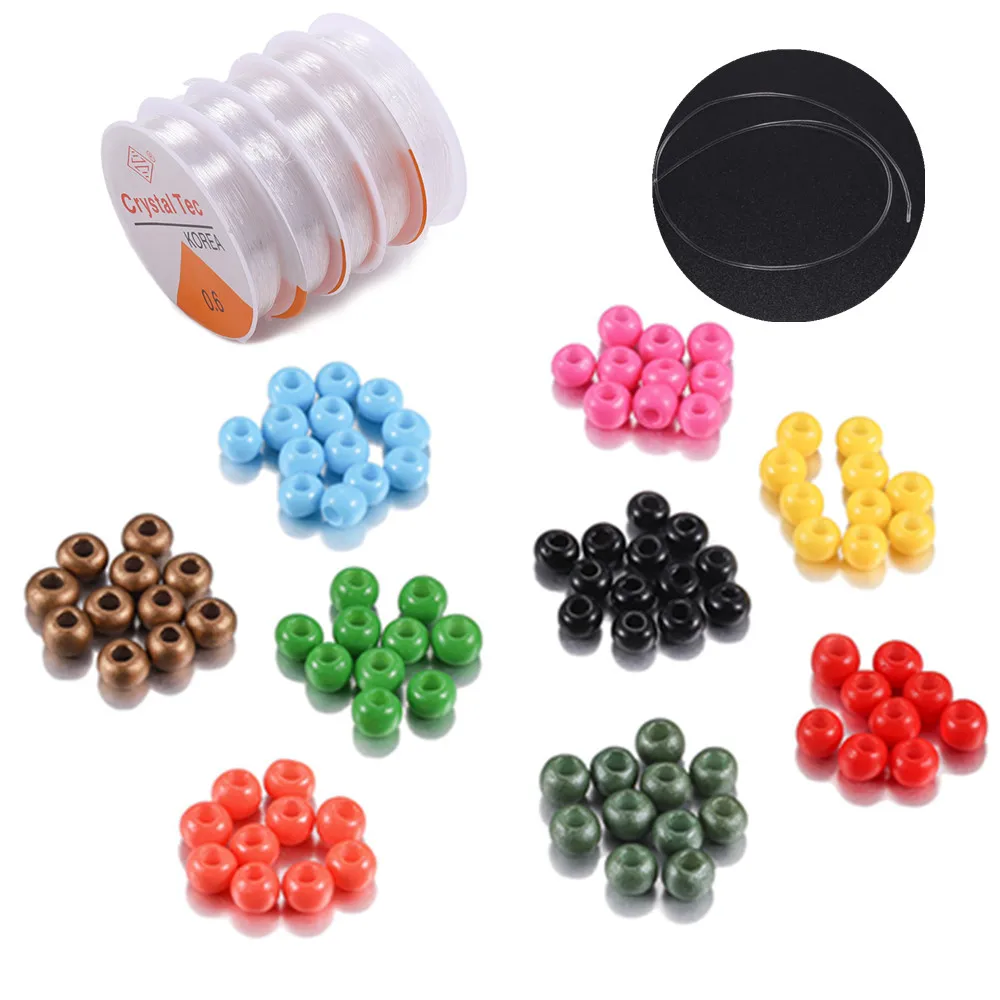 

1800Pcs 2mm Charm Czech Glass Round Loose Spacer Beads Elastic Crystal Line Beading Cord Wire Thread for DIY Jewelry Making Tool