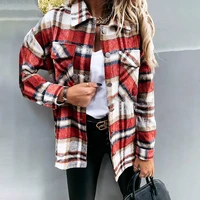 2021 new arrival autumn womens jacket plaid print long sleeved casual cardigan all match street style winter jacket female