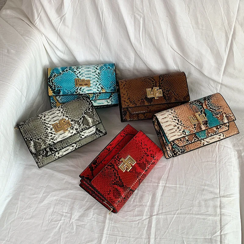 

Snake Printing Women Shoulder Bags 2021 New PU Leather Serpentine Pattern Crossbody Bags Ladies Square Hasp Totes Clutch Bag