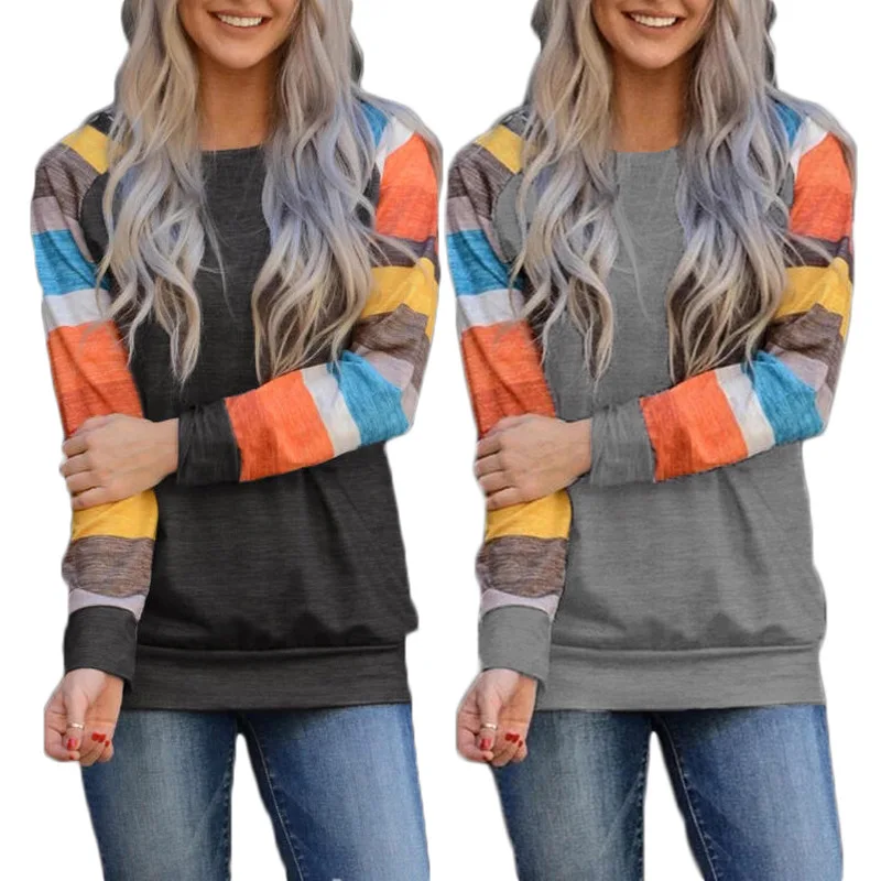 Осенне-зимняя одежда женская футболка с длинным рукавом принтом О-образным