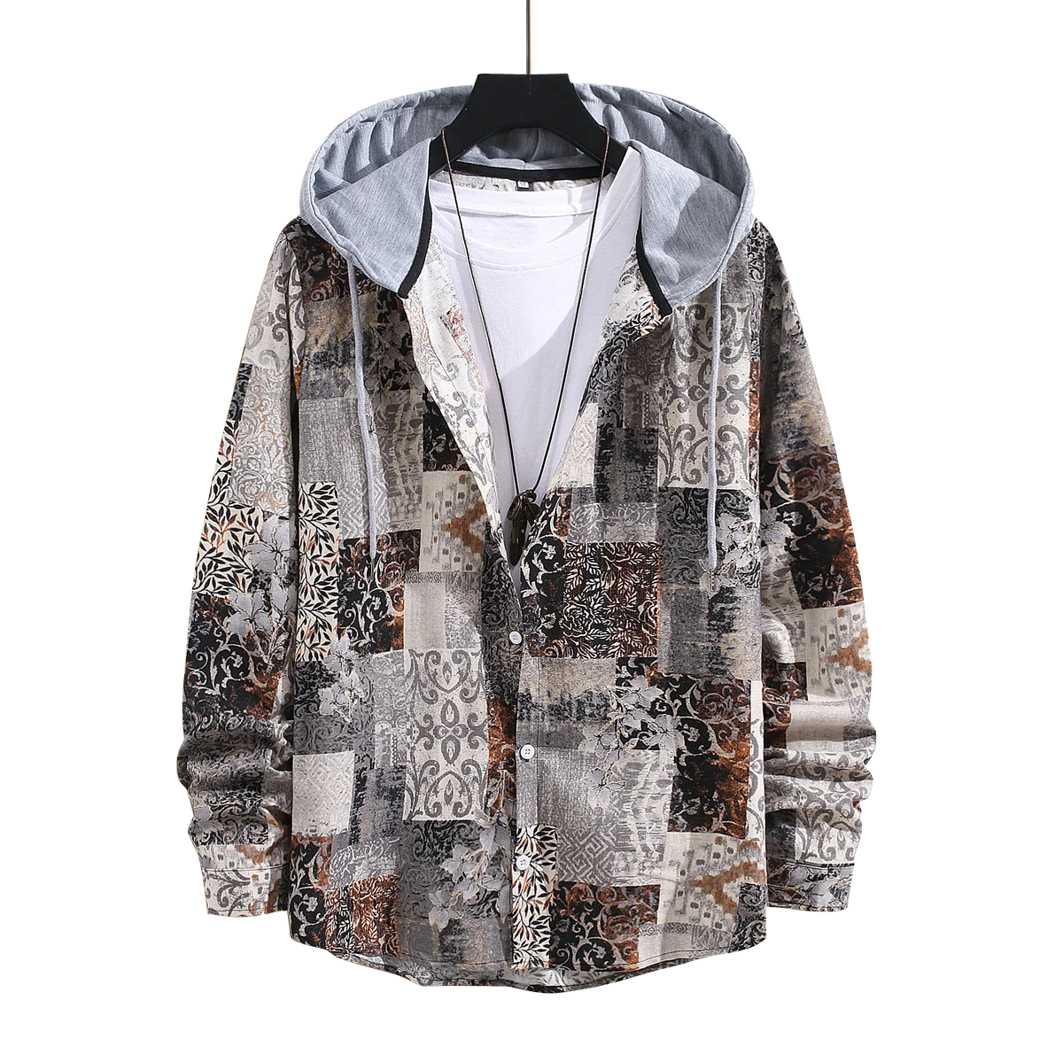 

Spring Autumn 2022 Harajuku Style Hooded Shirt Men's Long Sleeve Shirt