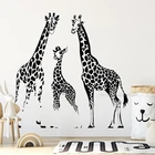 Настенная Наклейка с жирафом, Виниловая наклейка на стену с изображением семьи жирафов, домашнее украшение в стиле сафари для детской комнаты, детской спальни LL2366