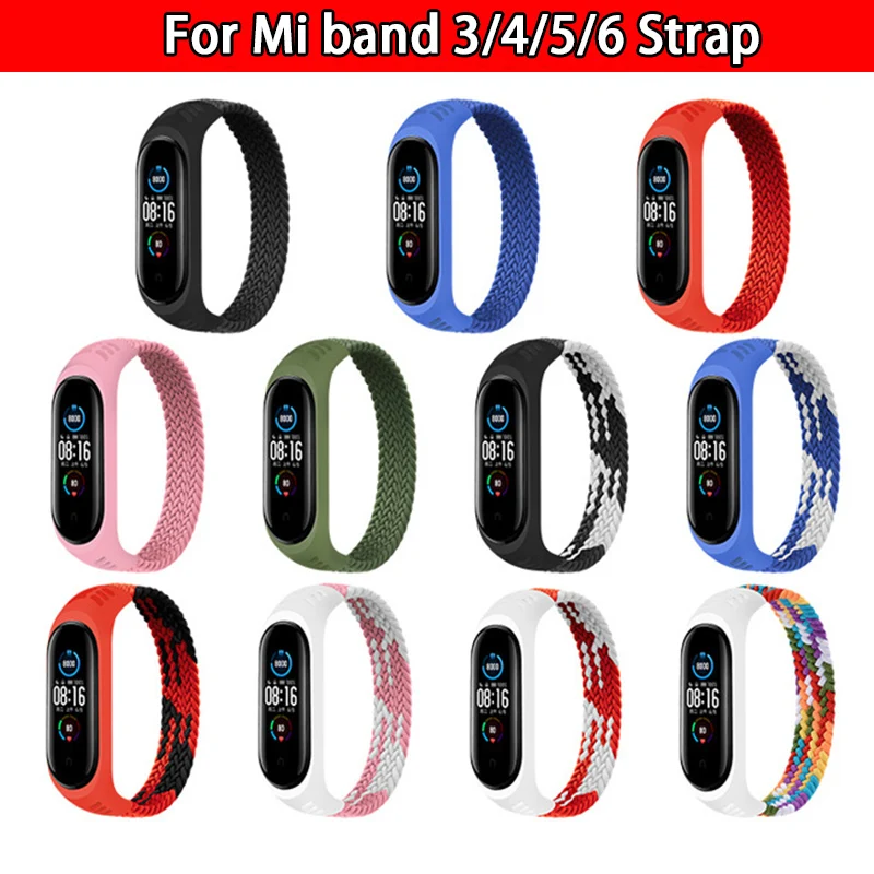 

New 2021 Latest Style Nylon Braided Loop Straps For xiaomi mi band 5 4 3 6 Fabric Elastic belt bracelet Wrist strap Wristband 6