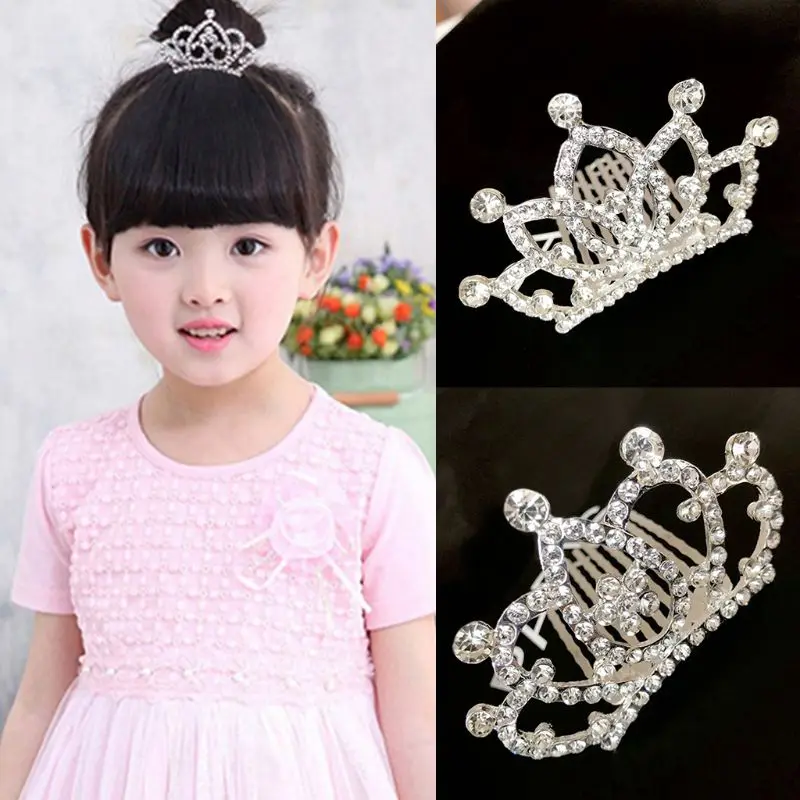 Дети Девушки Блеск Стразы корона заколка принцесса лук Маленькая Шпилька мини