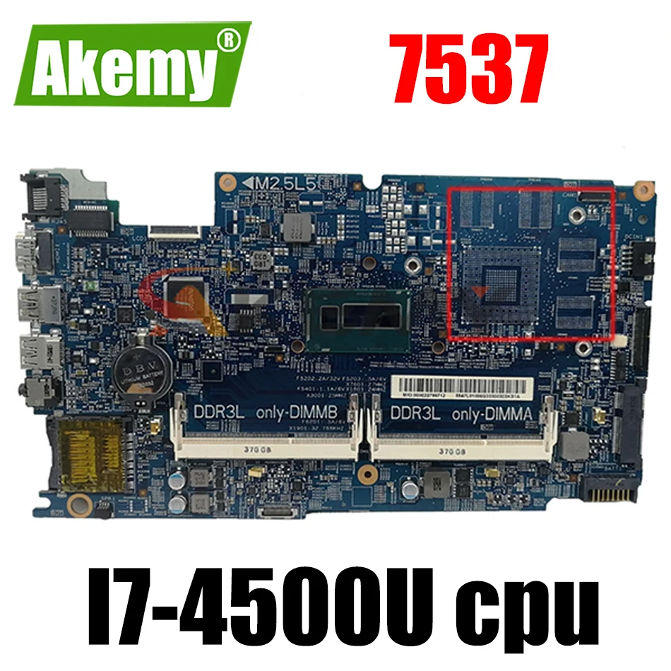 Оригинальная материнская плата для ноутбука DELL Inspiron 7537 I7-4500U SR16Z DOH50 12311-2 ПРБ: KJ7NX |