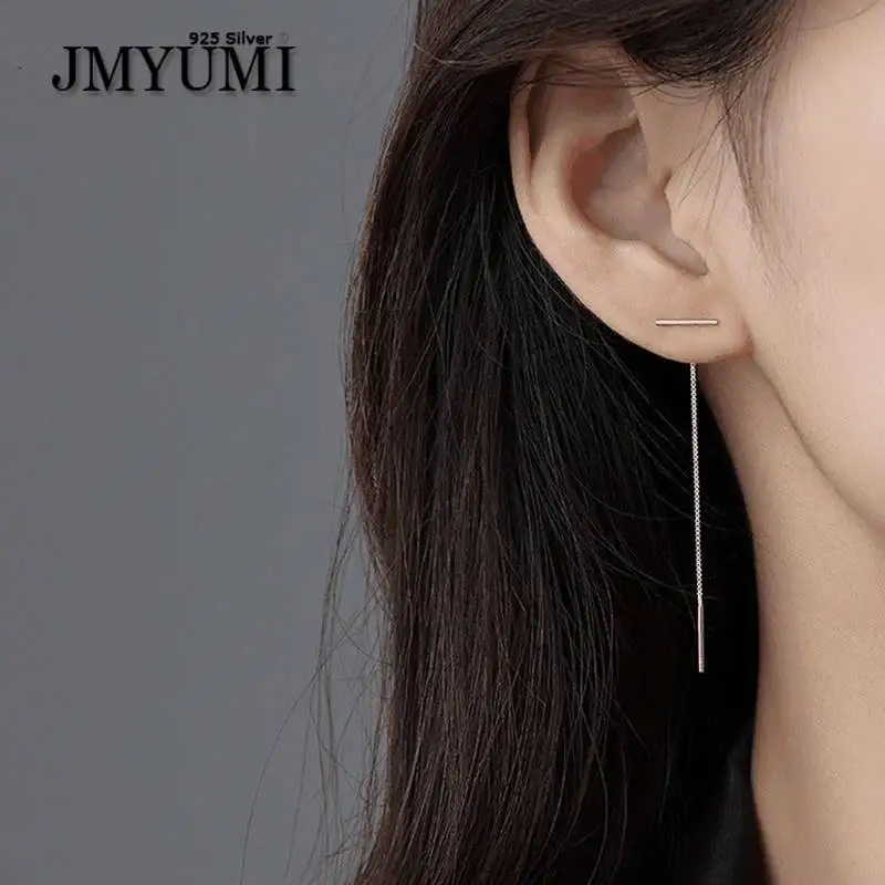 

JMYUMI Prevent Allergy 925 Sterling Silver Earrings INS Fashion Charming Simple Tassel Party Jewelry New Ears Lines Accessories