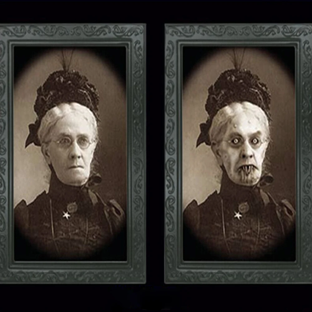 Фоторамка с изображением ужасов, линзовидная, 3D, для изменения лица, фоторамка, страшный портрет, хэллоуинская страшилка, праздничное украшение для вечеринок, реквизит