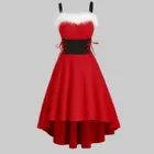 Асимметричные платья с открытыми плечами для рождевечерние женское вечернее платье из искусственного меха на новый год 2022 Туника средней длины женская одежда