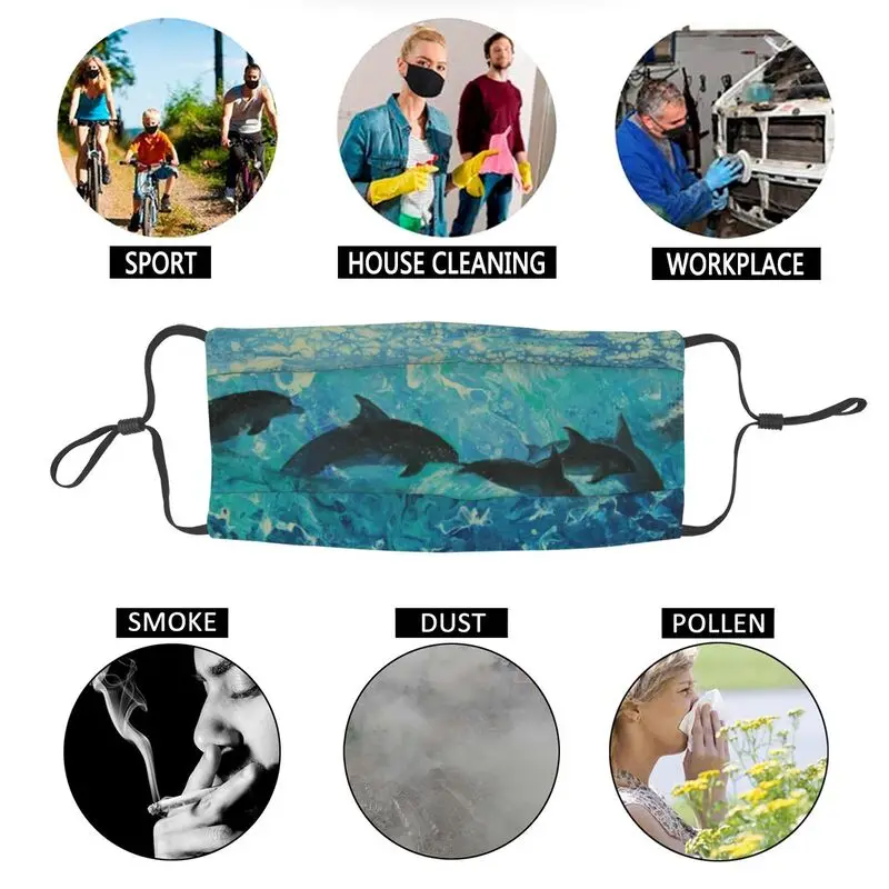 

Dolphins Surf Breathable Face Mask Men Women Animals Dustproof Protection Cover Respirator Mouth Muffle