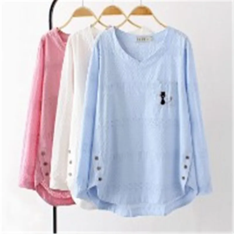 Новые женские блузки с длинным рукавом размера плюс футболки цветочным принтом