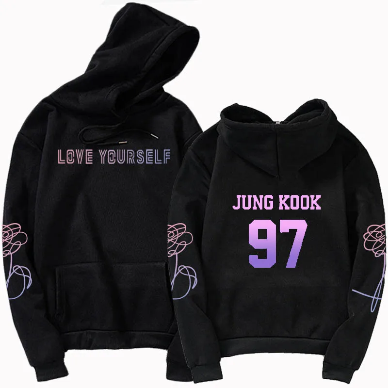 

KPOP Love Yourself Women's hoody Harajuku style Jung Kook 97 K-Pop Bangtan Boys 92 jin suga93 95V Round neck top sweatshirt