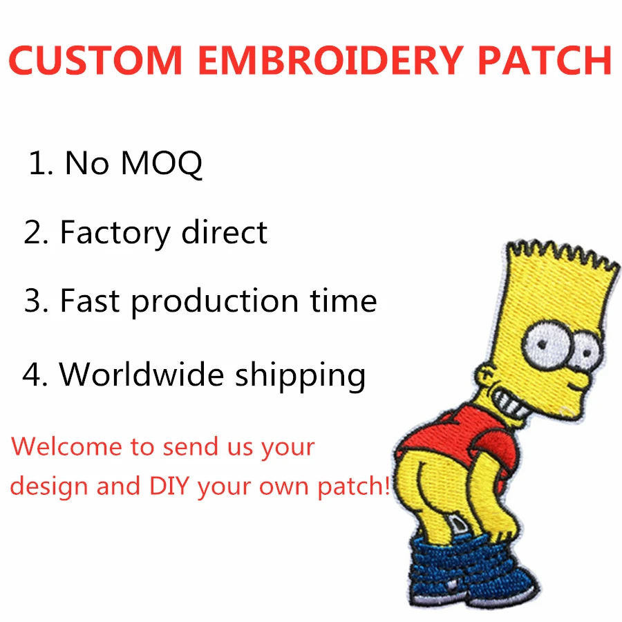 Custom Embroidery your Logo Customized Iron on Embroidered Patches Hot Cut Edge | Дом и сад