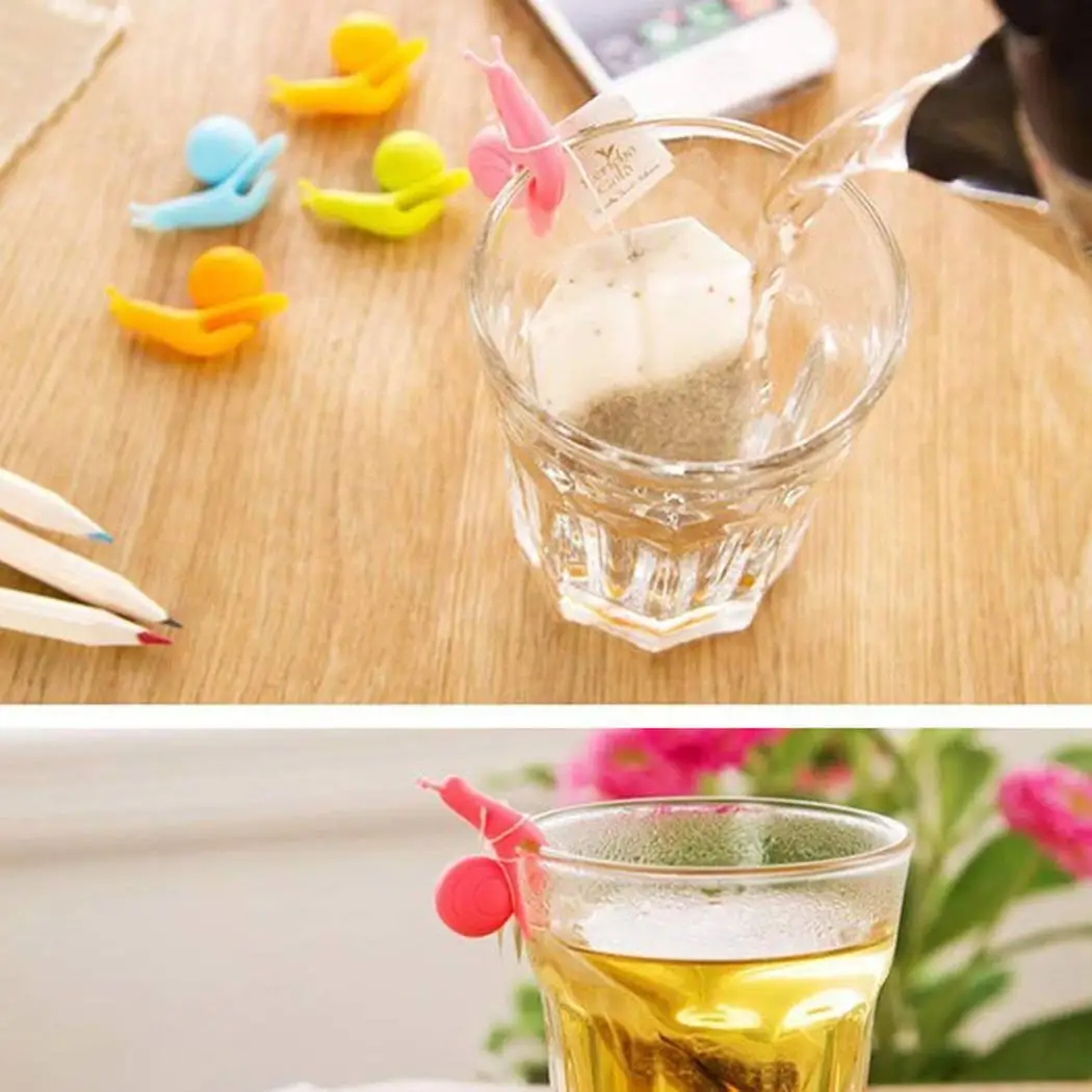 10 шт./компл. милый чайный пакетик в форме улитки чашка с зажимом для чая ситечко