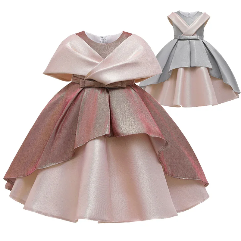 

For 1-12 Yrs Fancy Baby Girl Princess Formal Dress for Girls Wedding Birthday Party Clothing Wear Beaded Satin Ball Gown Frocks