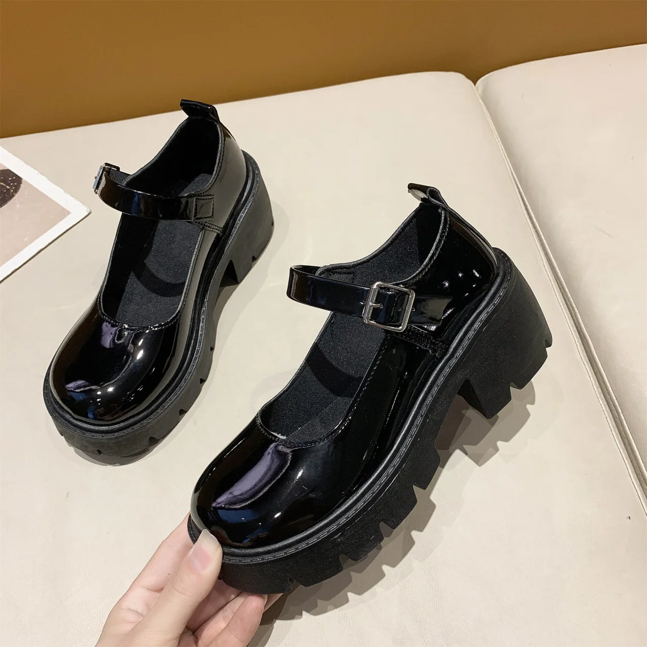 

Туфли Lolita женские в японском стиле, винтажные мягкие туфли на высоком каблуке для девочек, водонепроницаемые, на платформе, костюм для коспл...