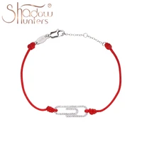 shadowhunter real sterling 925 string bracelets for women paperclip shape charm thin bracelet red rope classic jewelry wholesale