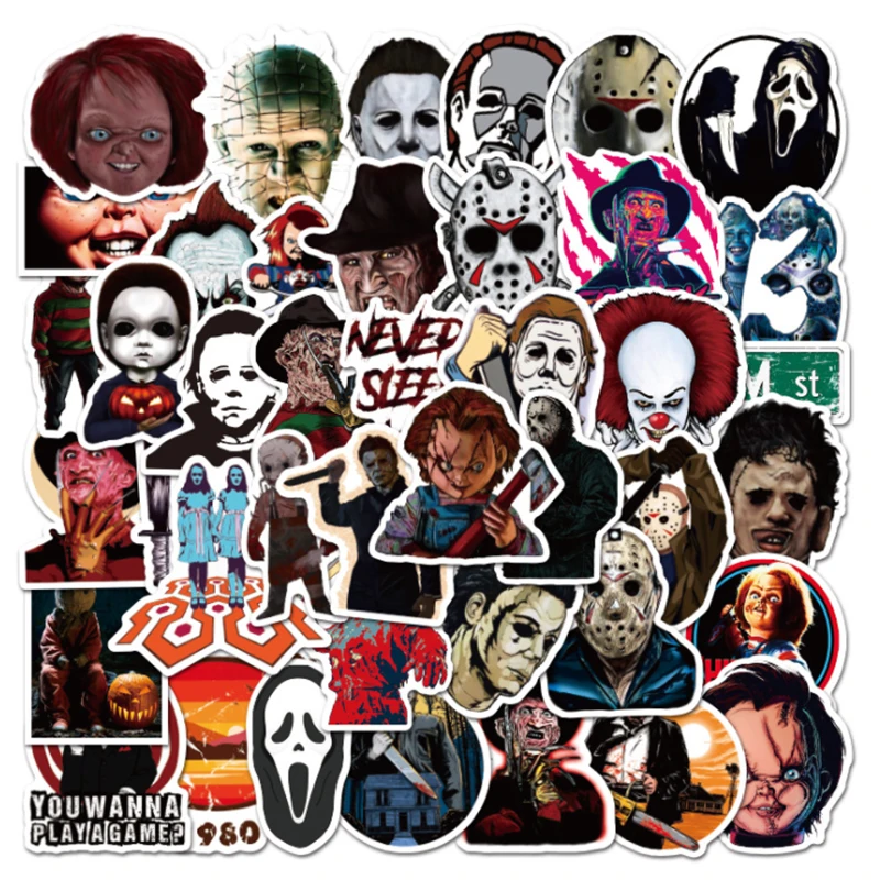 10/30/50pcs   Halloween Themed Horror Characters  Graffiti Waterproof Skateboard Travel Suitcase Phone Laptop Luggage Stickers