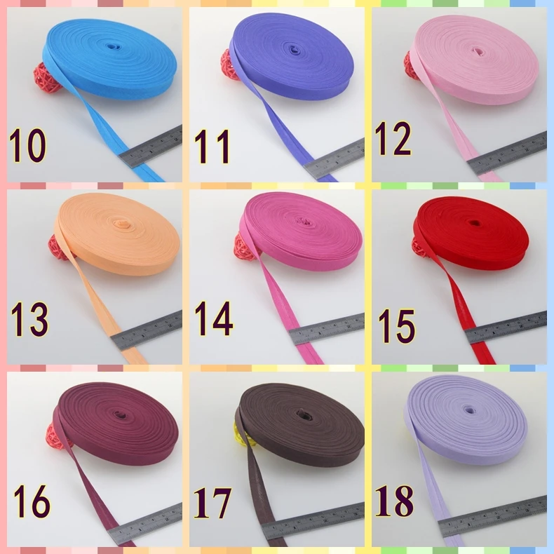12 мм(1/") одноцветная узкая проглаженная хлопковая косая лента для переплетения скатерти для одежды, стеганое одеяло, аксессуары для шитья