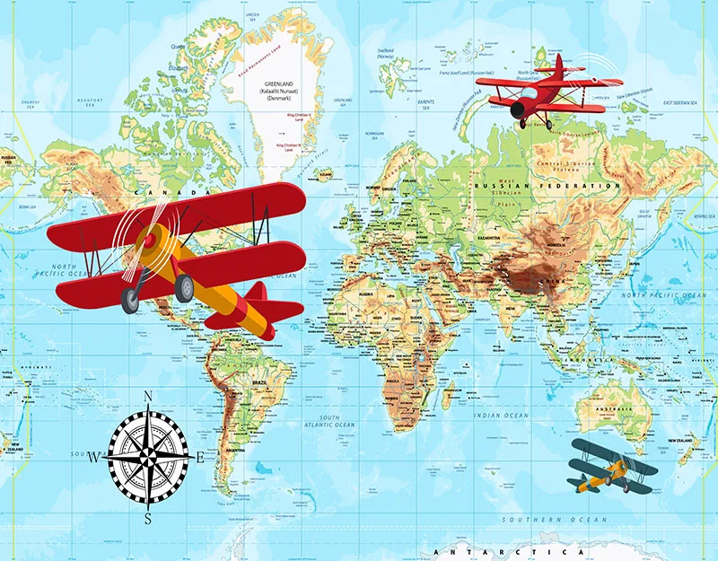 Photography Background map airplane Printed Kids Newborn Baby Shower Photo Backdrop | Электроника