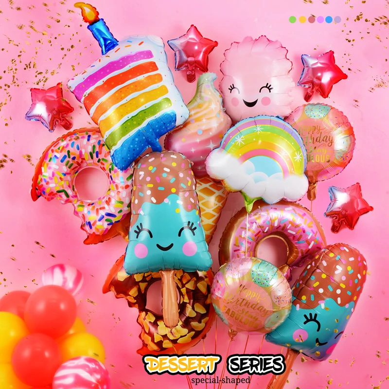 Dount Birthday Party Decorations Kids Donut Grow Up Helium Foil Balloons 1st Two Sweet Globos | Дом и сад