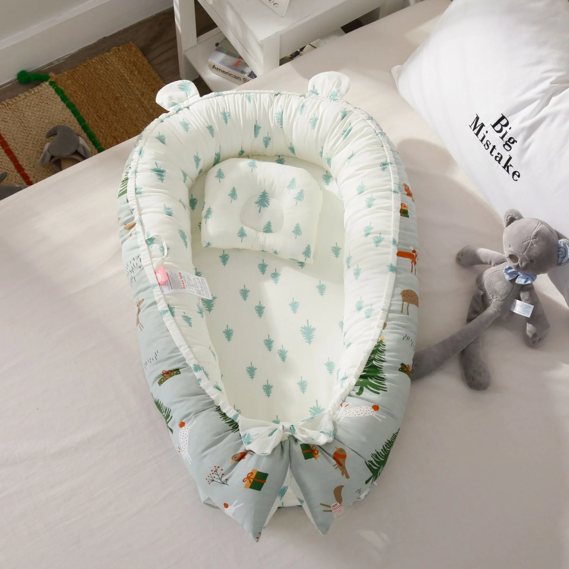 

New 50x90x15cm Portable Baby Nest Bed for Boys Girls Travel Bed Cotton Cradle Crib Baby Bassinet Newborn Bed Travel Bed